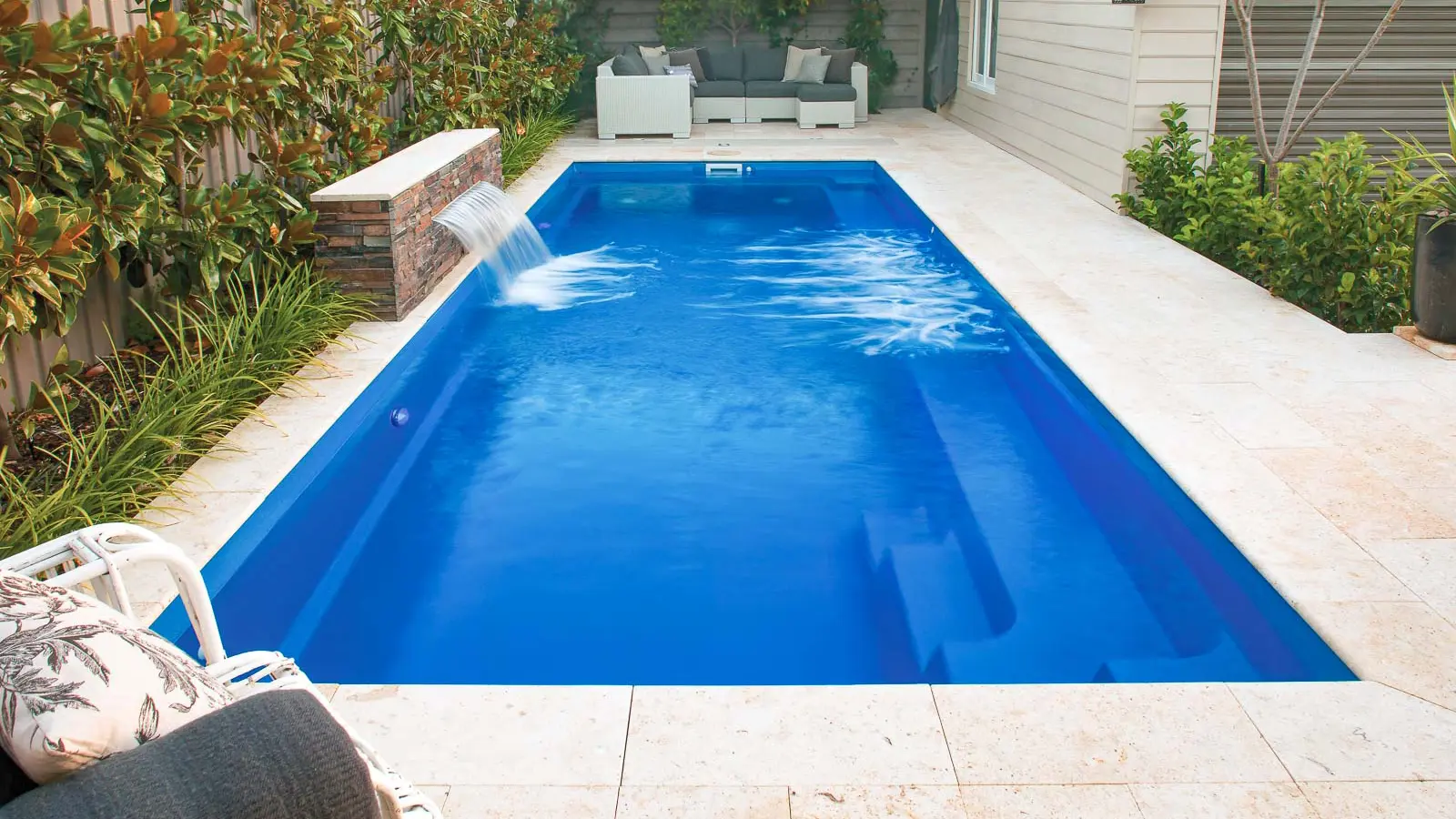 Leisure-Pools-Harmony-fiberglass-pool The Harmony, a fiberglass pool with a full channel swim
